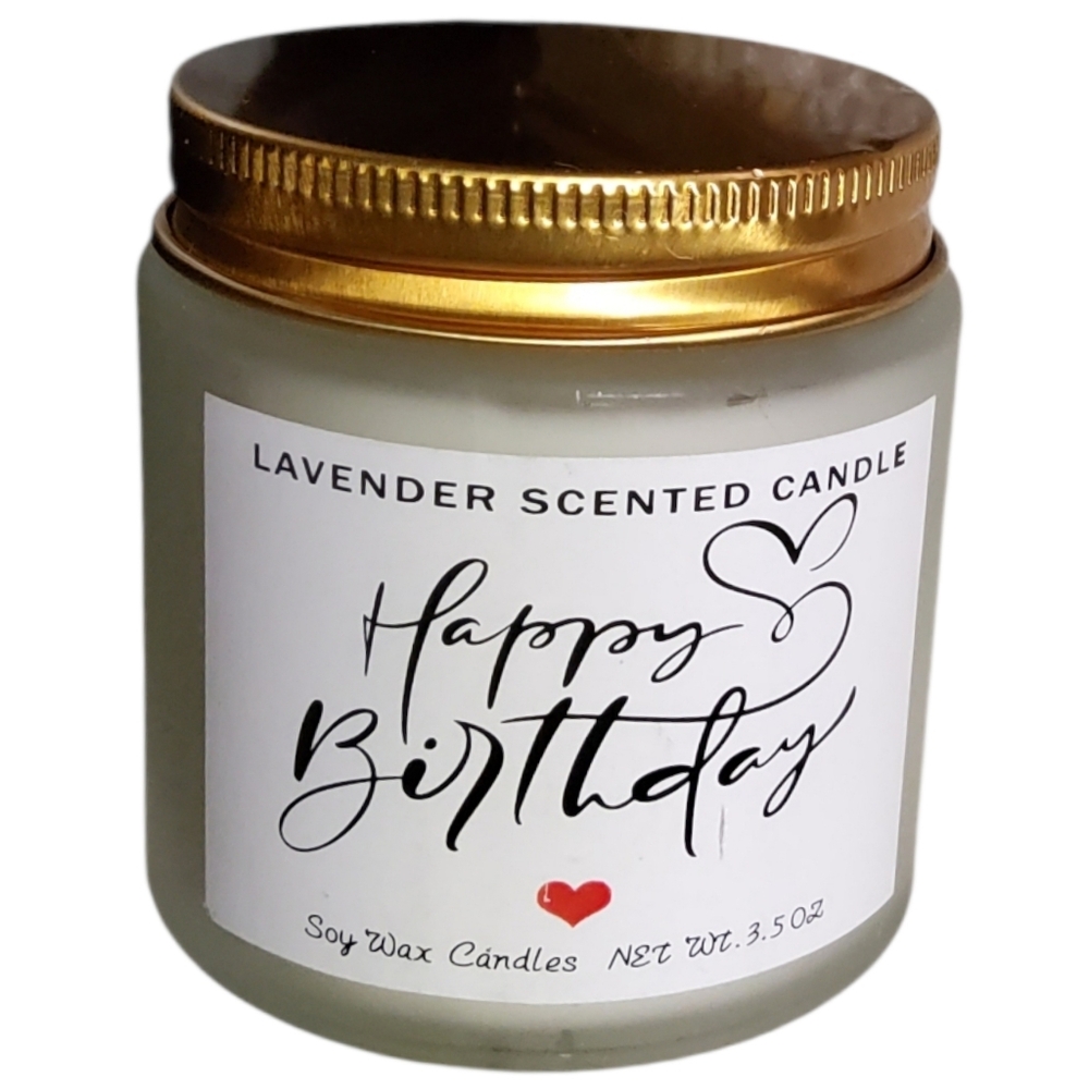 Lavender Scented Soy Candle Birthday Jar